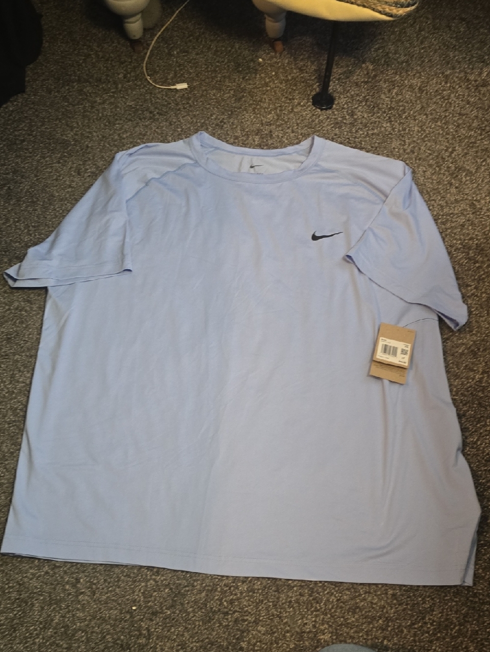Nike Light Blue Short Sleeve Crew Tee with Black Swoosh